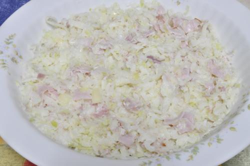 Jak uvařit zelný salát se šunkou? Snadné recept, připravený za Do 30 minut